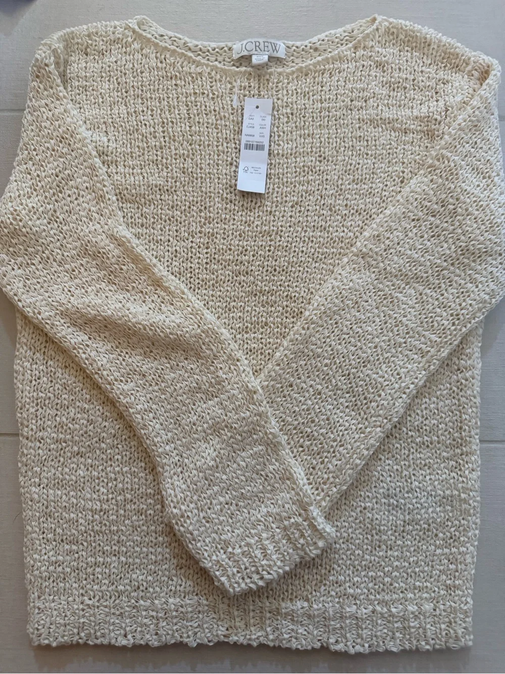 J. Crew Cream Open-Weave Scoop Neck Sweater